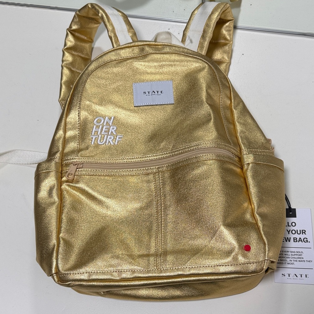 KANE BACKPACK STATE Metallic Gold Backpack BNWT - Picture 3 of 9